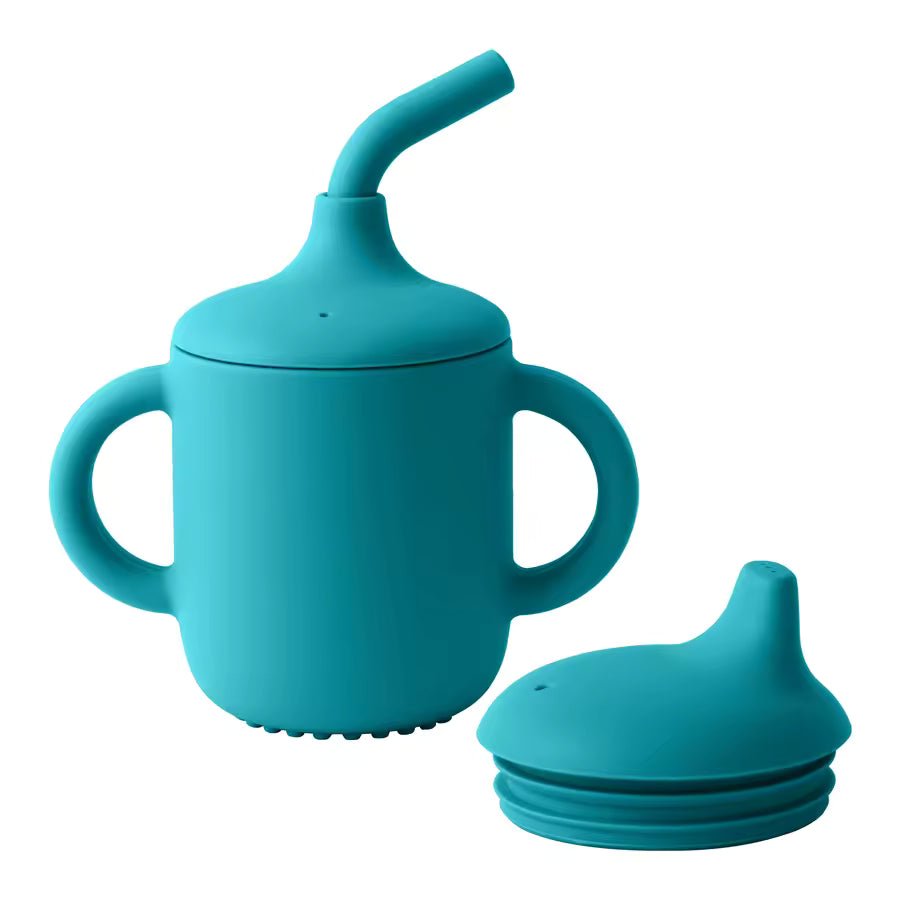 3-in-1  Kids Transition Training Cup - Straw to Open Cup Baby Bottle | BPA-Free Silicone