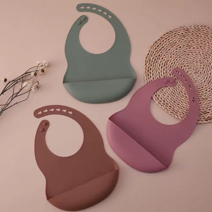Color Kids Silicone Baby Bib - Adjustable Waterproof Feeding Bib | BPA-Free Soft Drool Protection